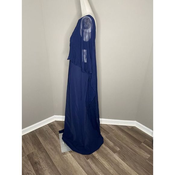 NWT Teri Jon by Rickie Freeman Scuba Gown Chiffon Overlay Dress Size 10 $760 - Picture 6 of 9